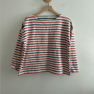 Orcival Heavy Weight Cotton Striped Breton Shirt Made in France One Size